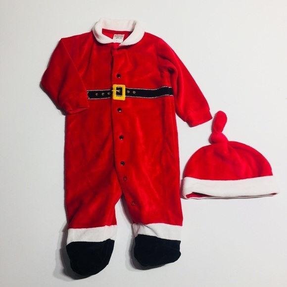 EMMA & Jack velvet Santa onesie with hat - Picture 2 of 3